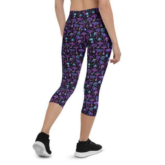 Neon Mushroom Capri Leggings