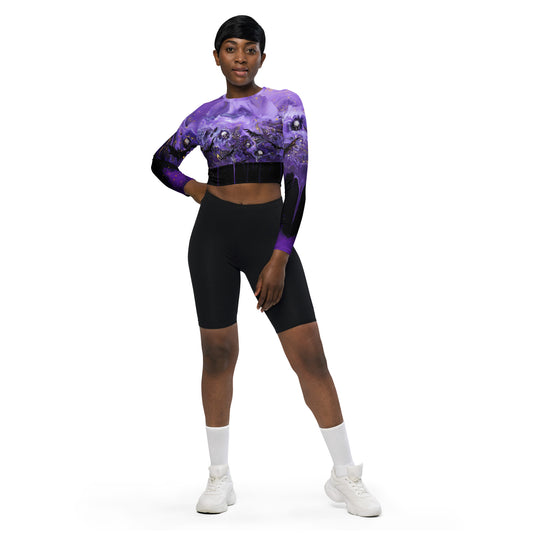 Darker Side of Purple Recycled long-sleeve crop top