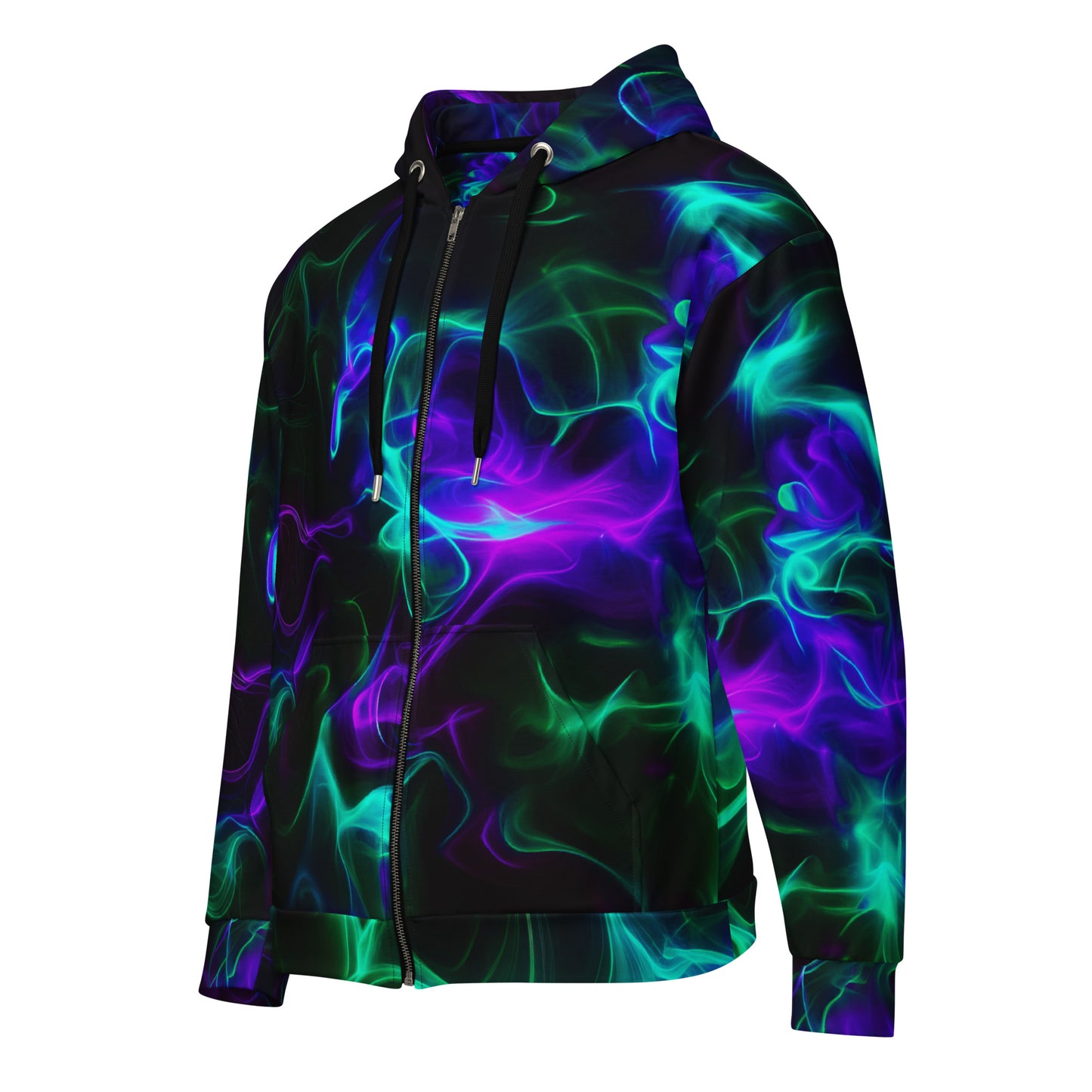 Neon Green and Purple Unisex zip hoodie