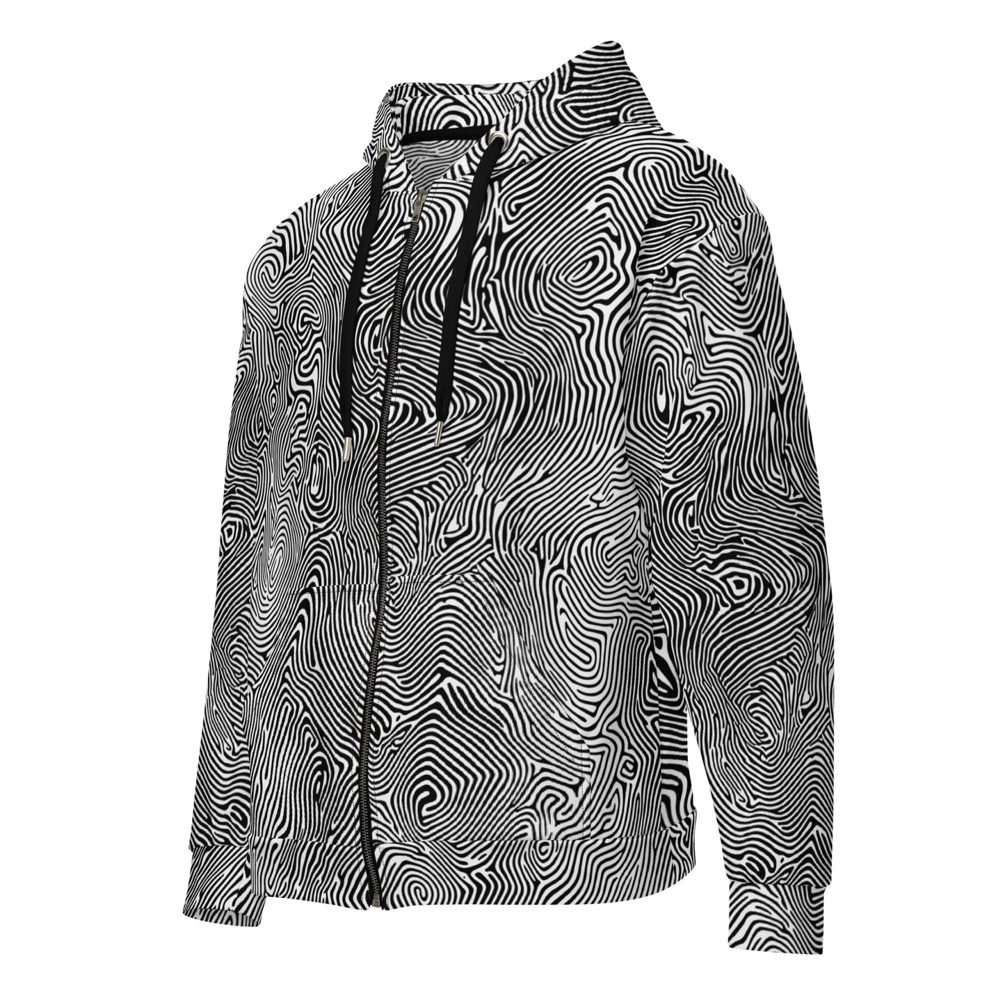 Line Art Optical Illusion Zip Up Hoodie