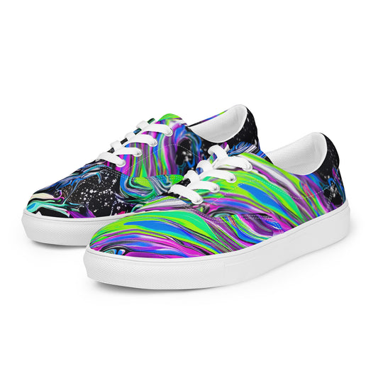 Trippy Color Swirls Women’s lace-up canvas shoes